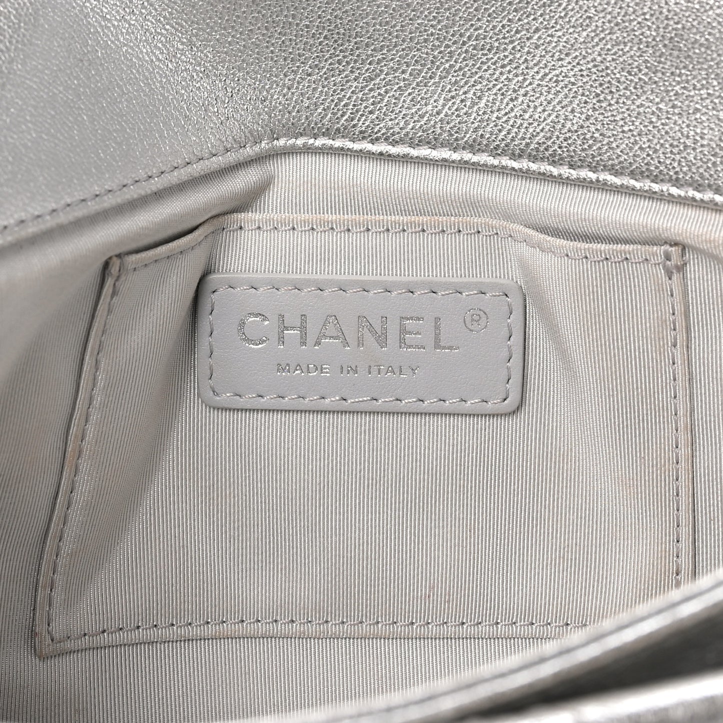 Metallic Calfskin Quilted Fold Up Again Clutch Silver