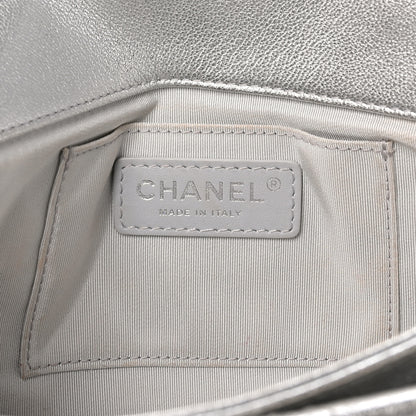 Chanel Metallic Calfskin Quilted Fold Up Again Clutch Silver 6 of 8