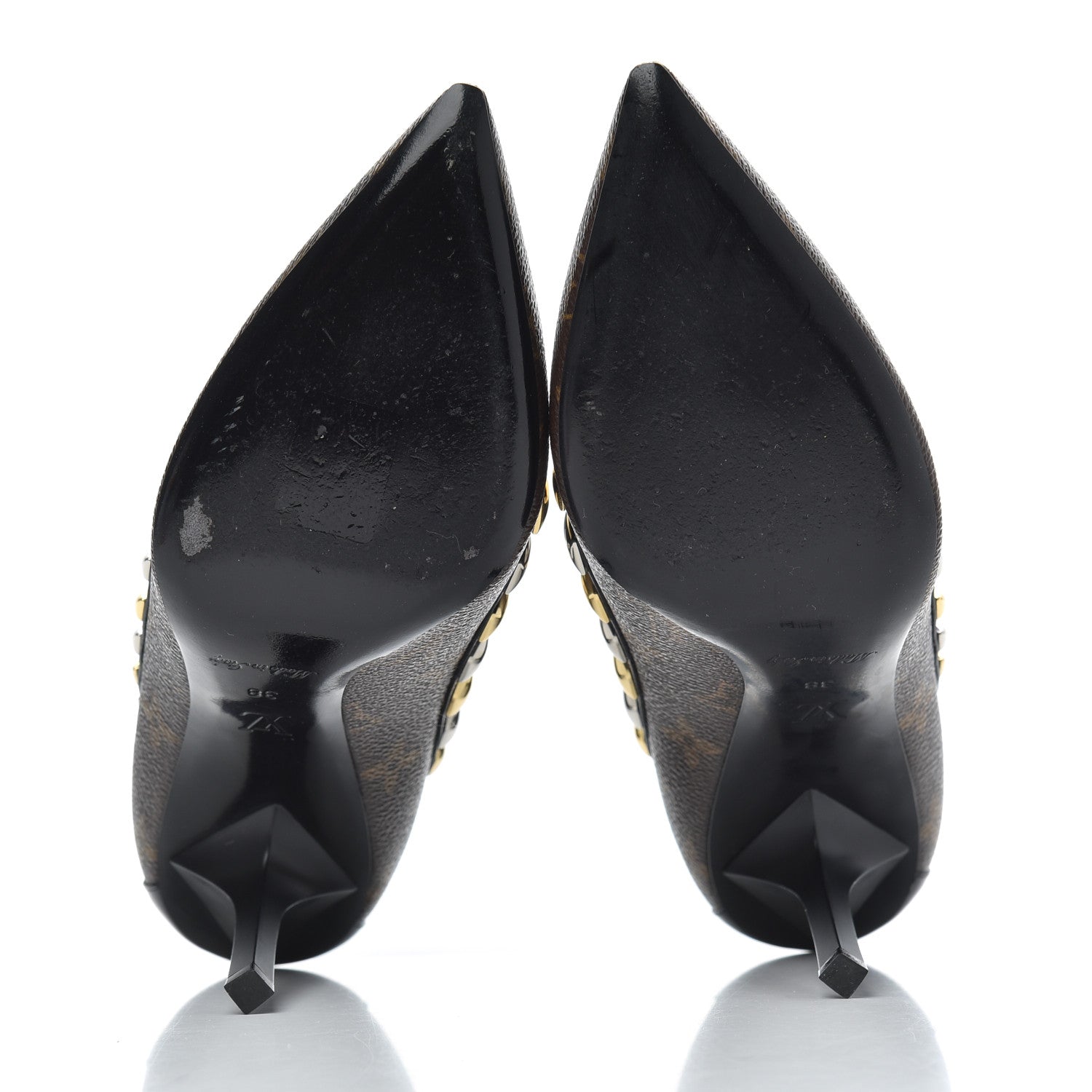 Louis Vuitton Calfskin Monogram Eldorado Pumps 38 Cacao 5 of 12