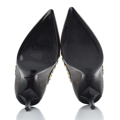 Louis Vuitton Calfskin Monogram Eldorado Pumps 38 Cacao 5 of 12
