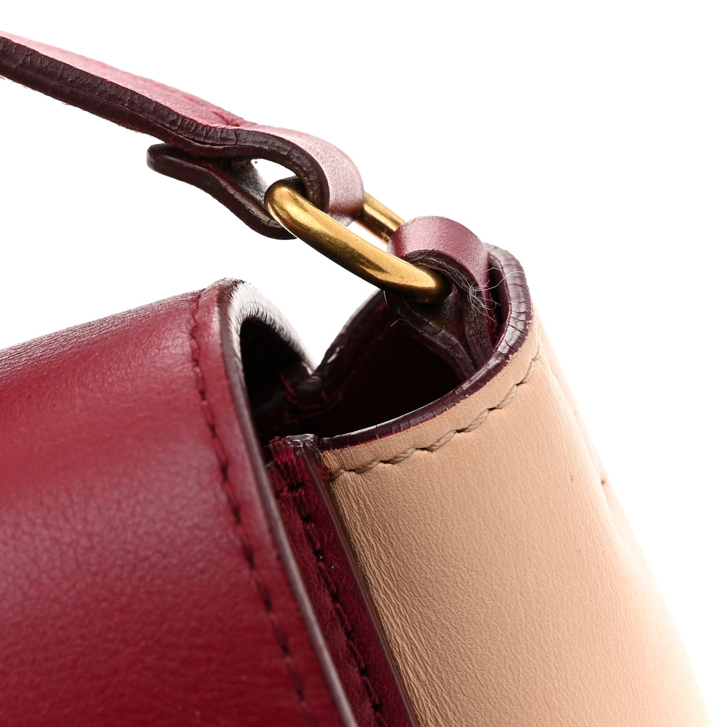 Shiny Smooth Calfskin Medium Frame Shoulder Bag Ruby Nude