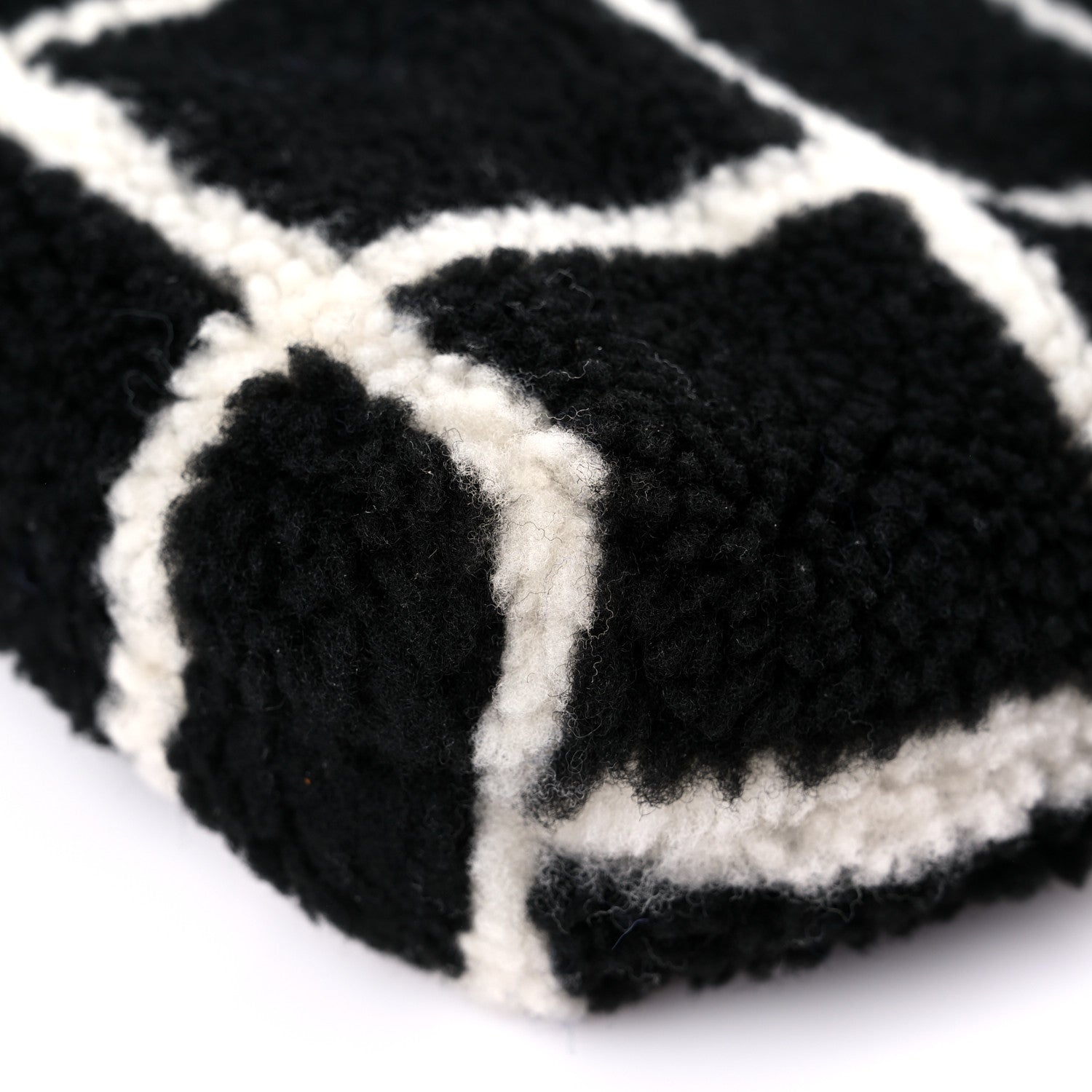 Chanel Shearling Lambskin Fluffy Tartan Shopping Bag Black White 11 of 12
