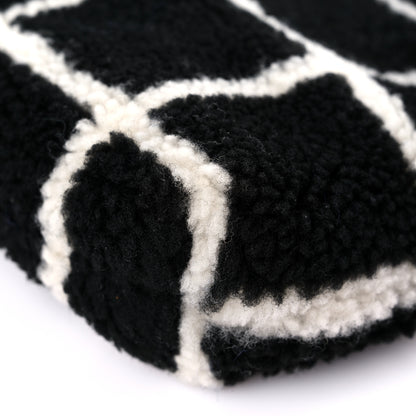 Chanel Shearling Lambskin Fluffy Tartan Shopping Bag Black White 11 of 12