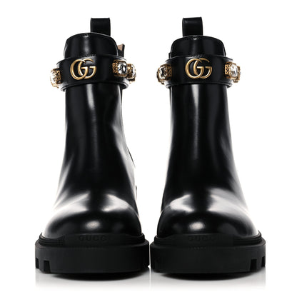 Gucci Calfskin Crystal GG Trip Chelsea Ankle Boots 38 Black 2 of 12