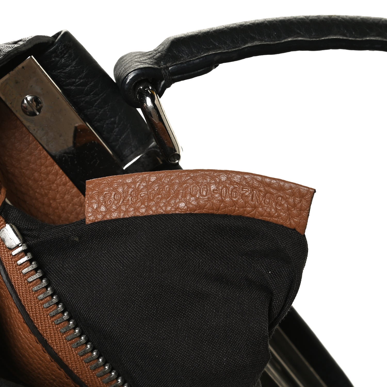 Fendi Cuoio Romano Selleria Bi-Color Medium Peekaboo Iconic Satchel Black Mou 9 of 14