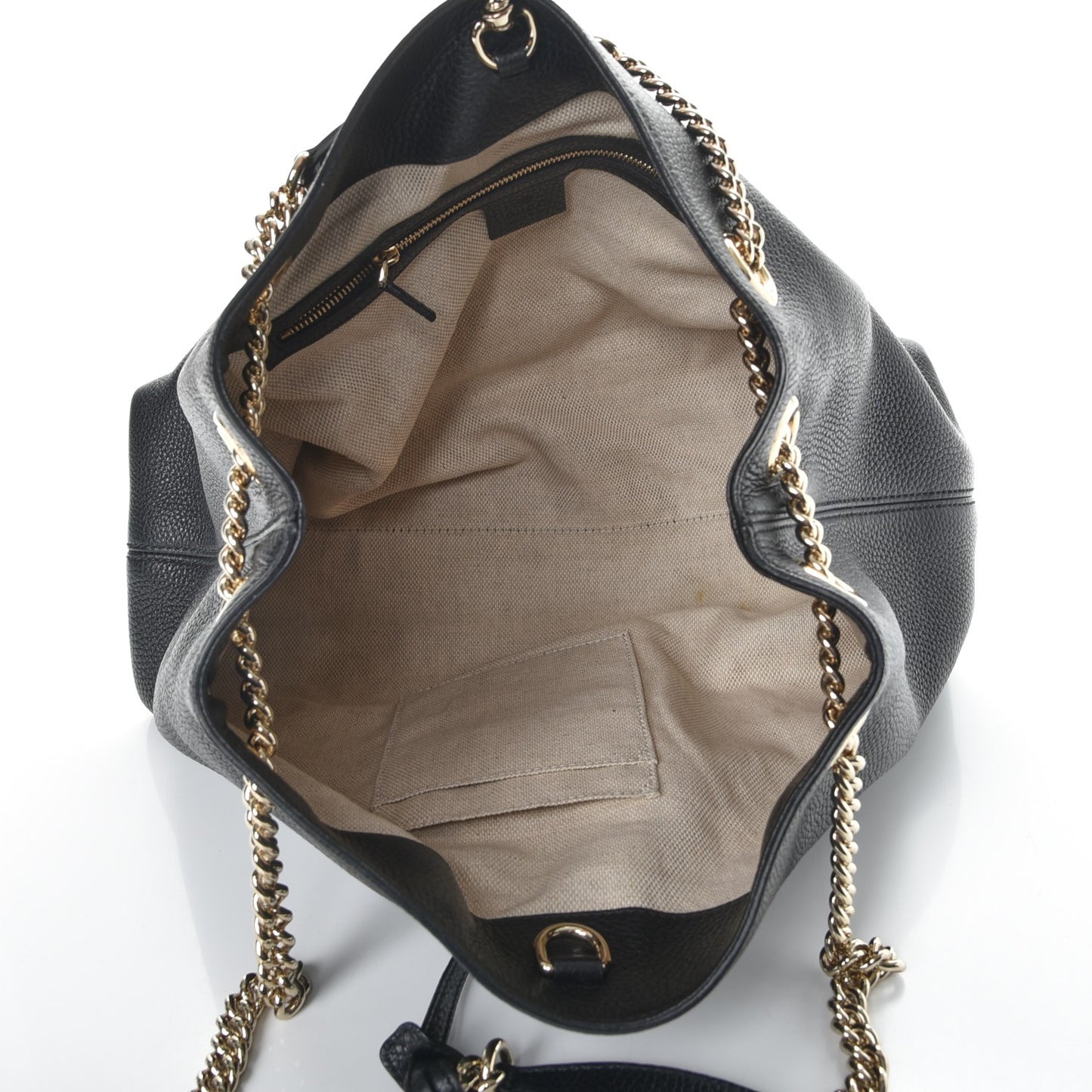 Pebbled Calfskin Medium Soho Chain Shoulder Bag Black
