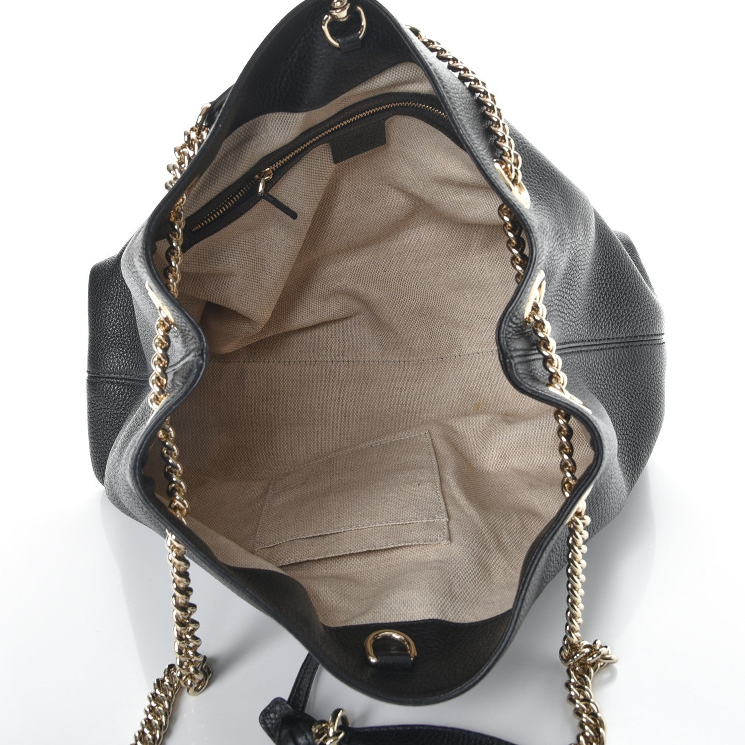Gucci Pebbled Calfskin Medium Soho Chain Shoulder Bag Black 5 of 7