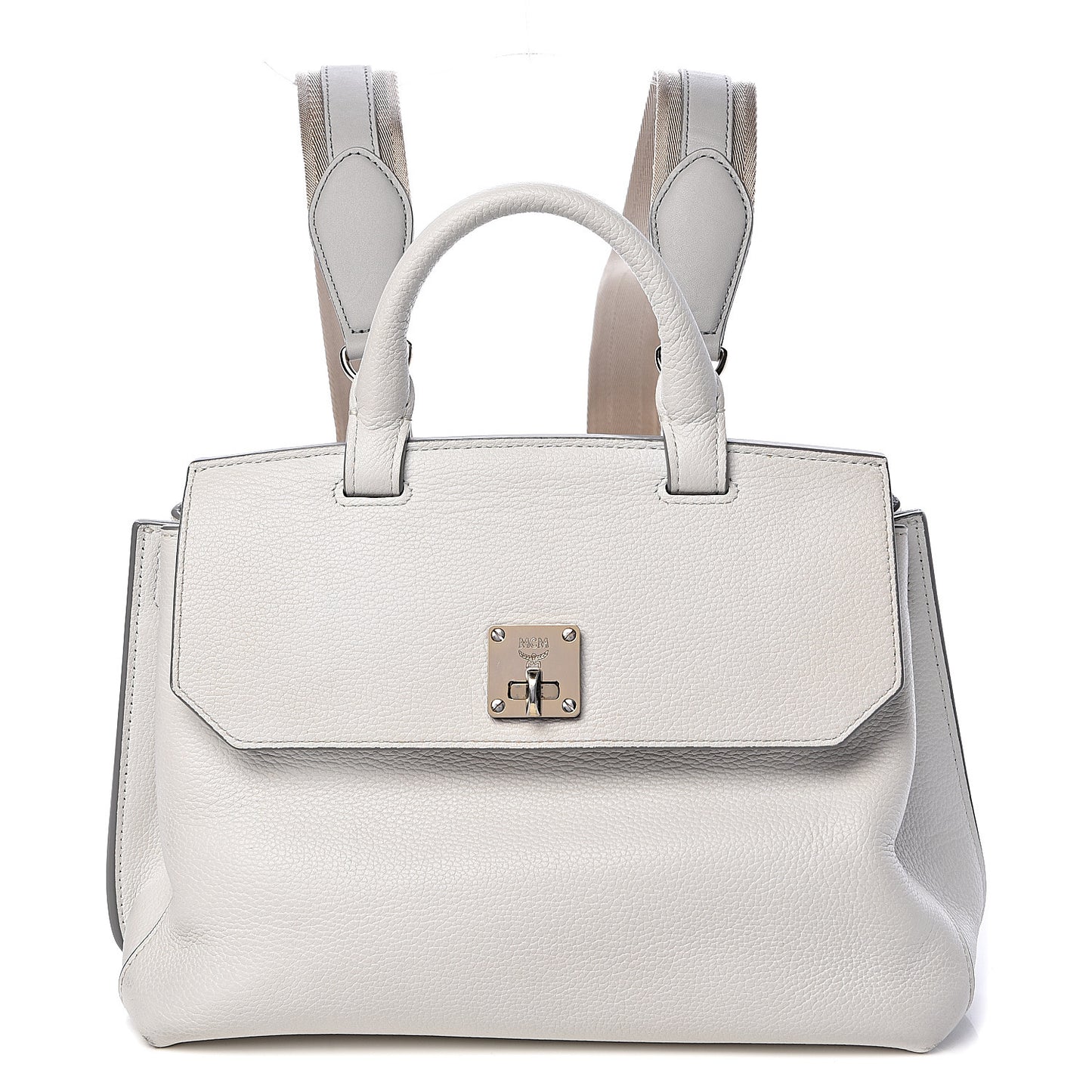 Grained Calfskin Medium Milla Convertible Backpack White Flake
