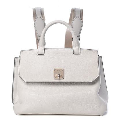 MCM Grained Calfskin Medium Milla Convertible Backpack White Flake 1 of 17