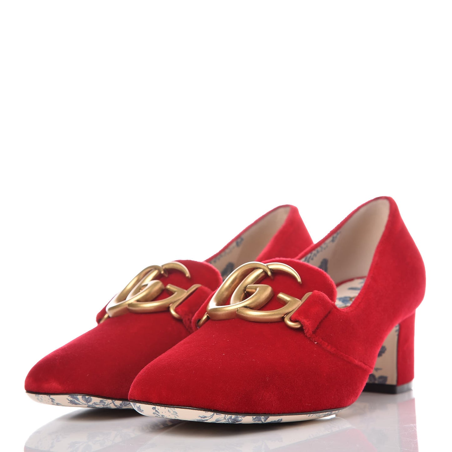 Softy Velvet GG Victoire 55mm Loafer Pumps 37 Hibiscus Red