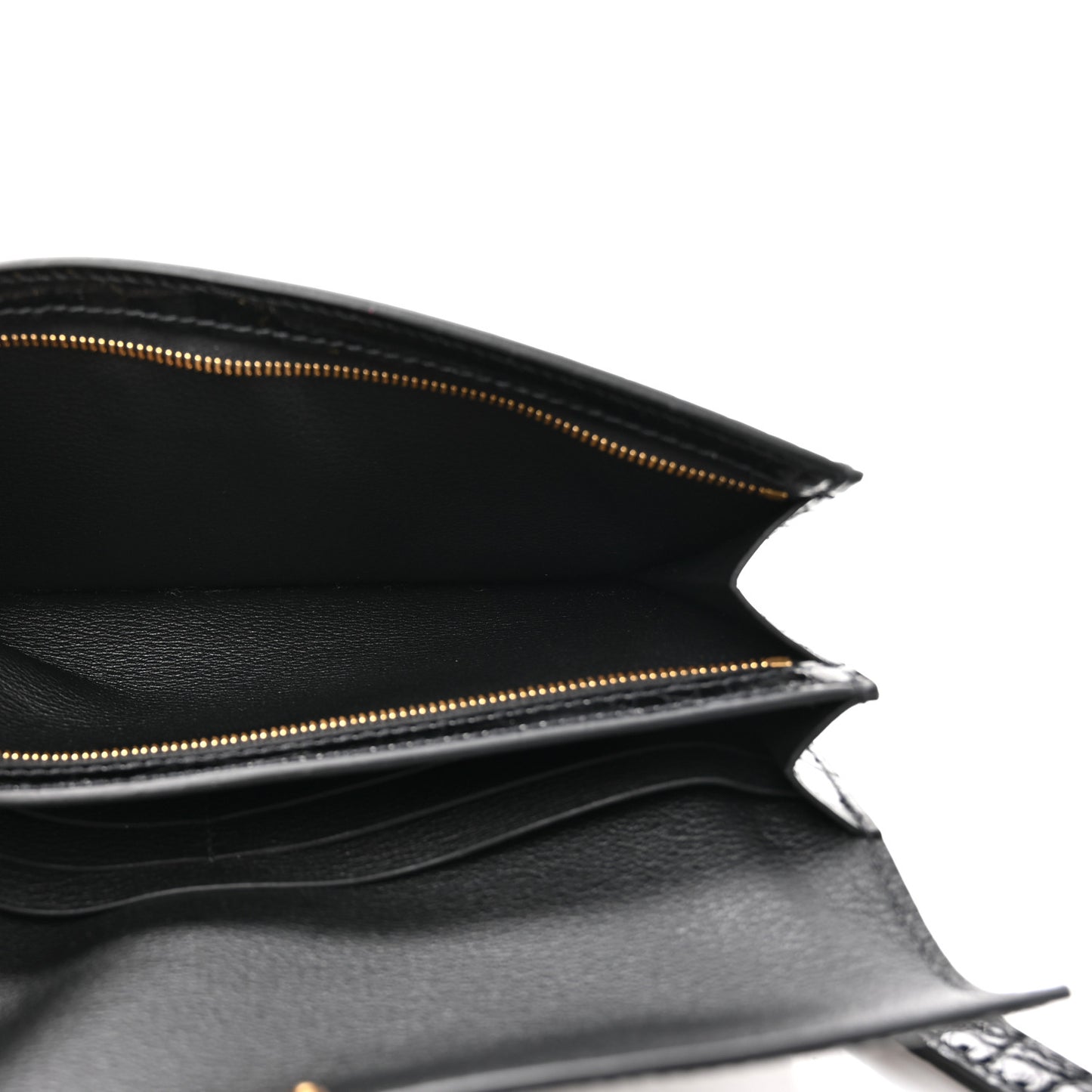 Shiny Alligator Kelly Pocket Long Wallet Black