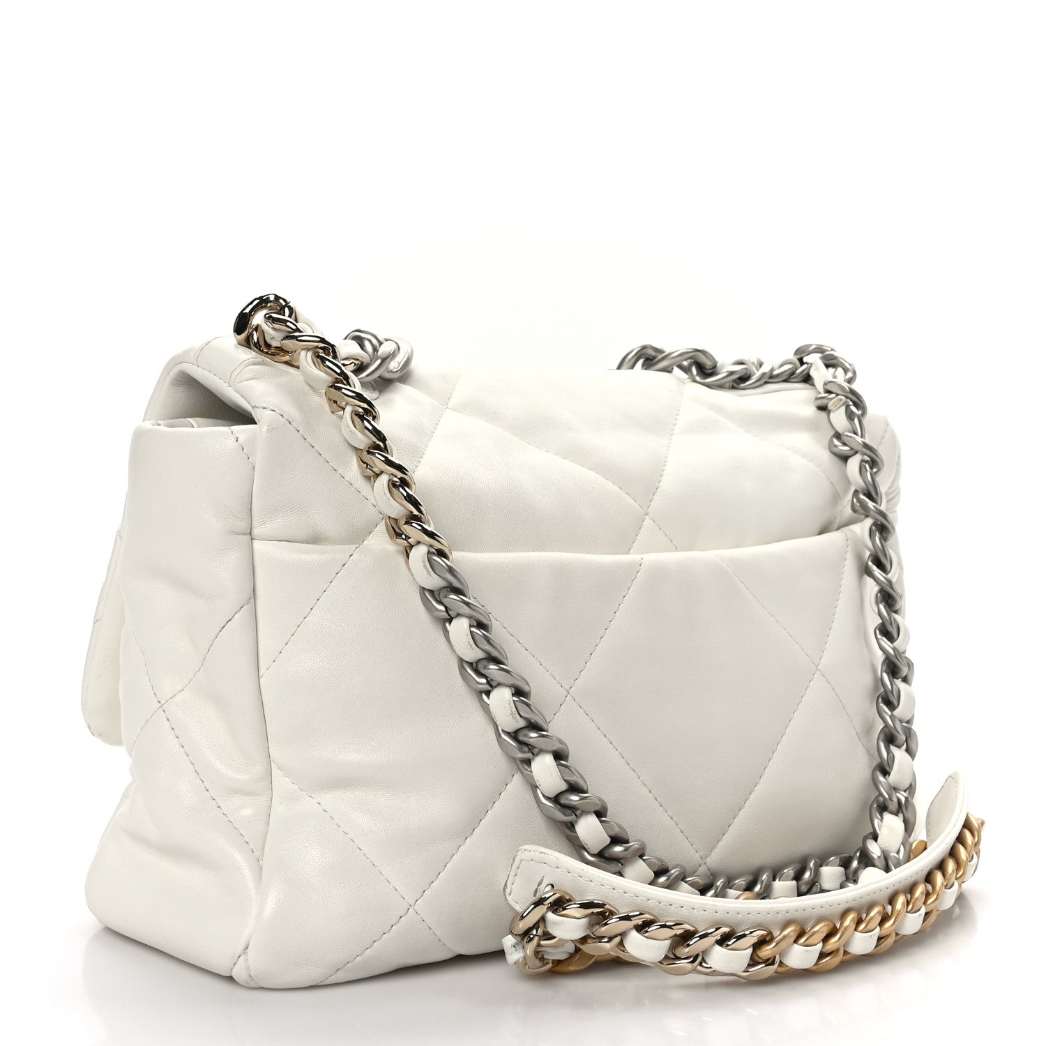 Chanel Lambskin Quilted Large Chanel 19 Flap White 3 of 9