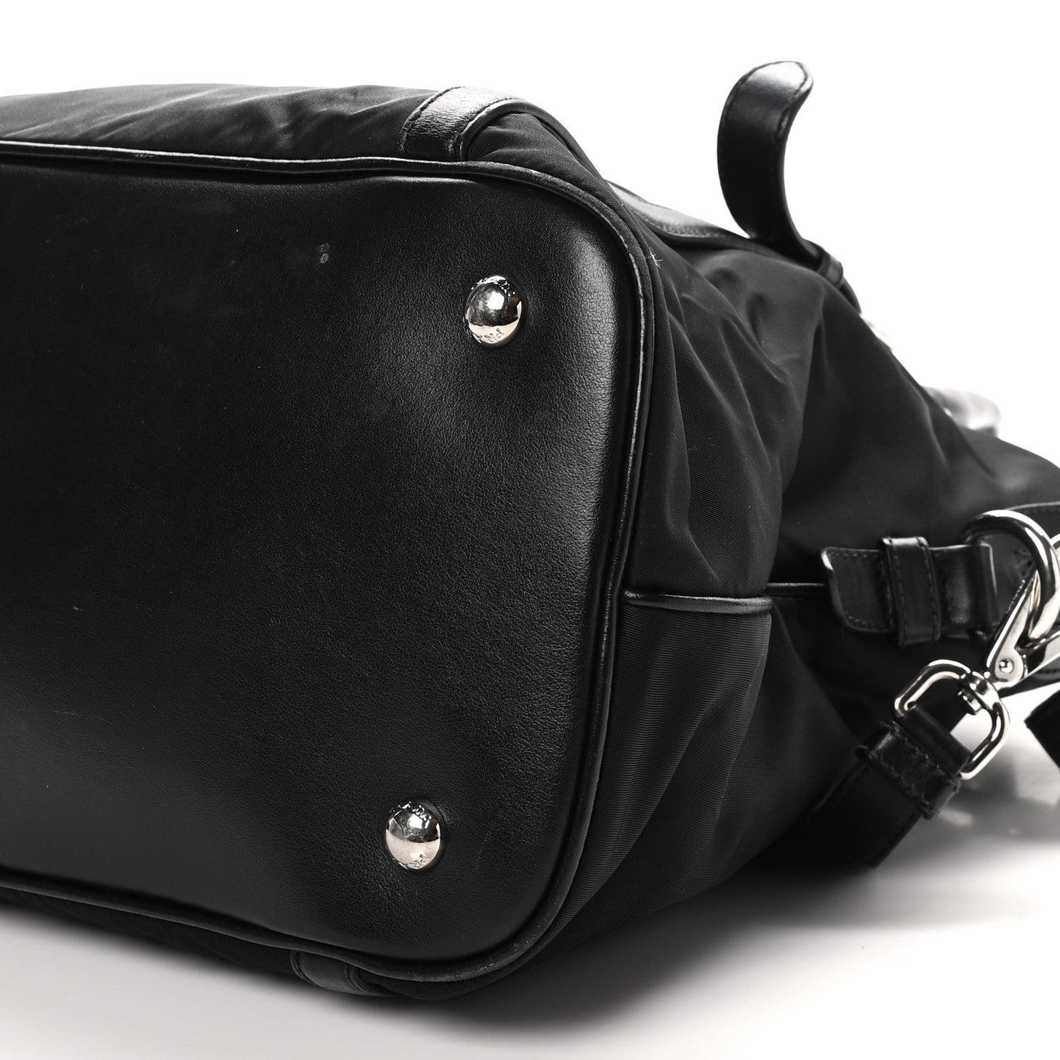 Prada Tessuto Nylon Calfskin Dome Satchel Black 9 of 11