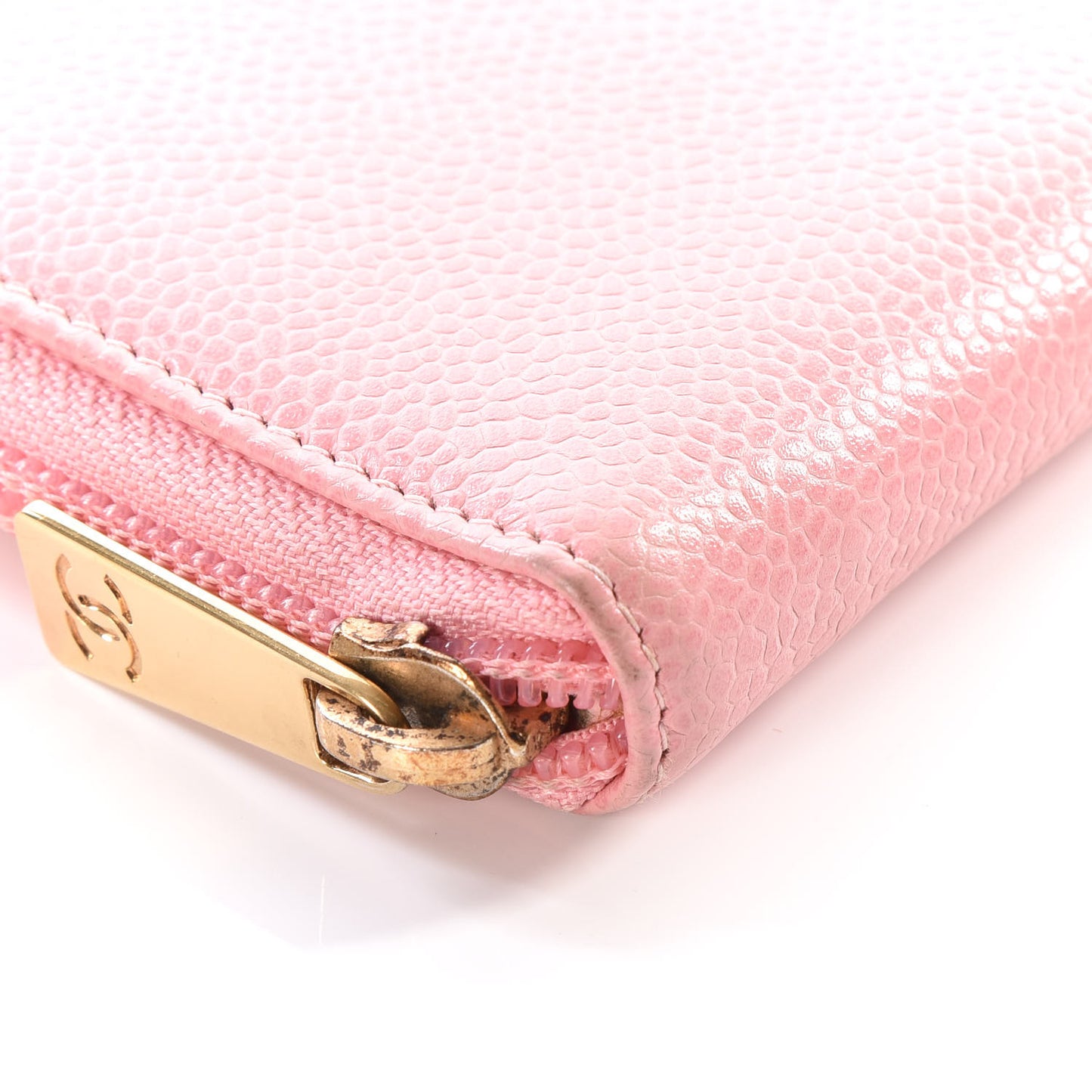 Caviar Large Timeless CC Zip Around Wallet Pink