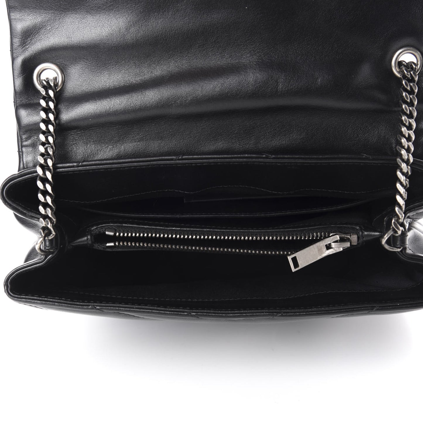 Calfskin Y Quilted Monogram Small Charm Loulou Chain Satchel Black