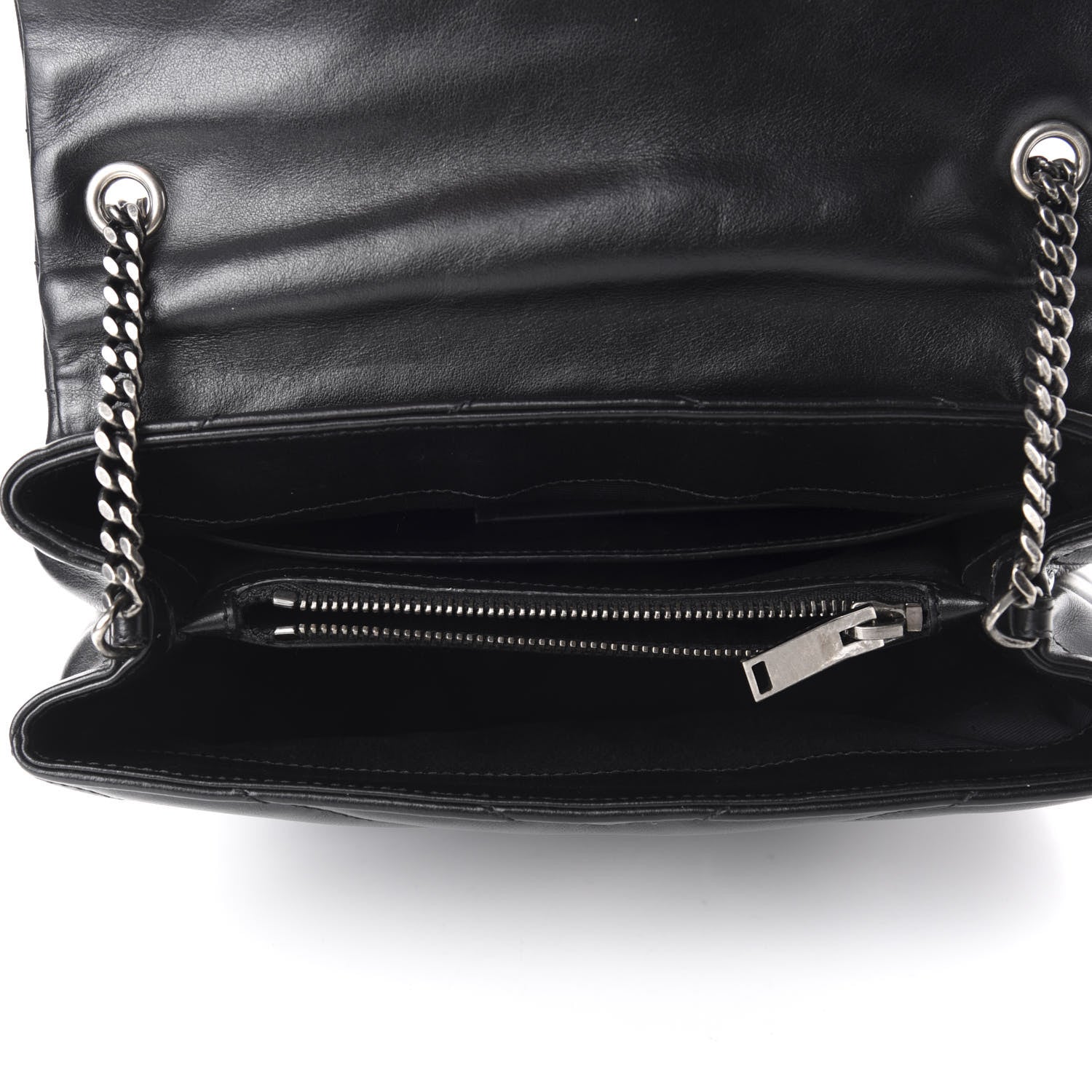 Saint Laurent Calfskin Y Quilted Monogram Small Charm Loulou Chain Satchel Black 5 of 11