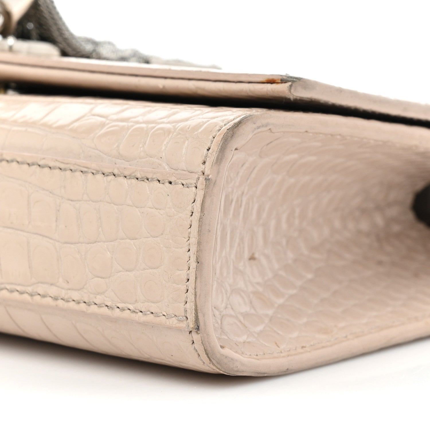 Saint Laurent Calfskin Crocodile Embossed Small Classic Monogram Kate Tassel Satchel Crema Soft 7 of 21