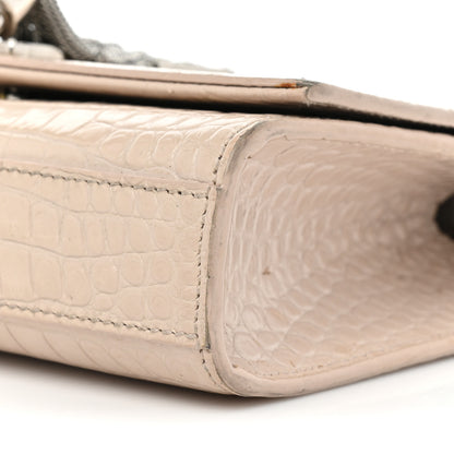 Saint Laurent Calfskin Crocodile Embossed Small Classic Monogram Kate Tassel Satchel Crema Soft 7 of 21