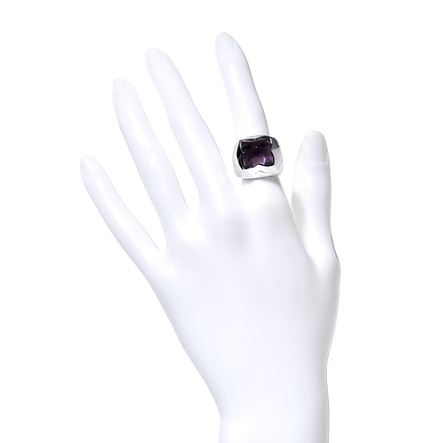 Bulgari 18K White Gold Amethyst Piramide Ring 49 4.75 2 of 6