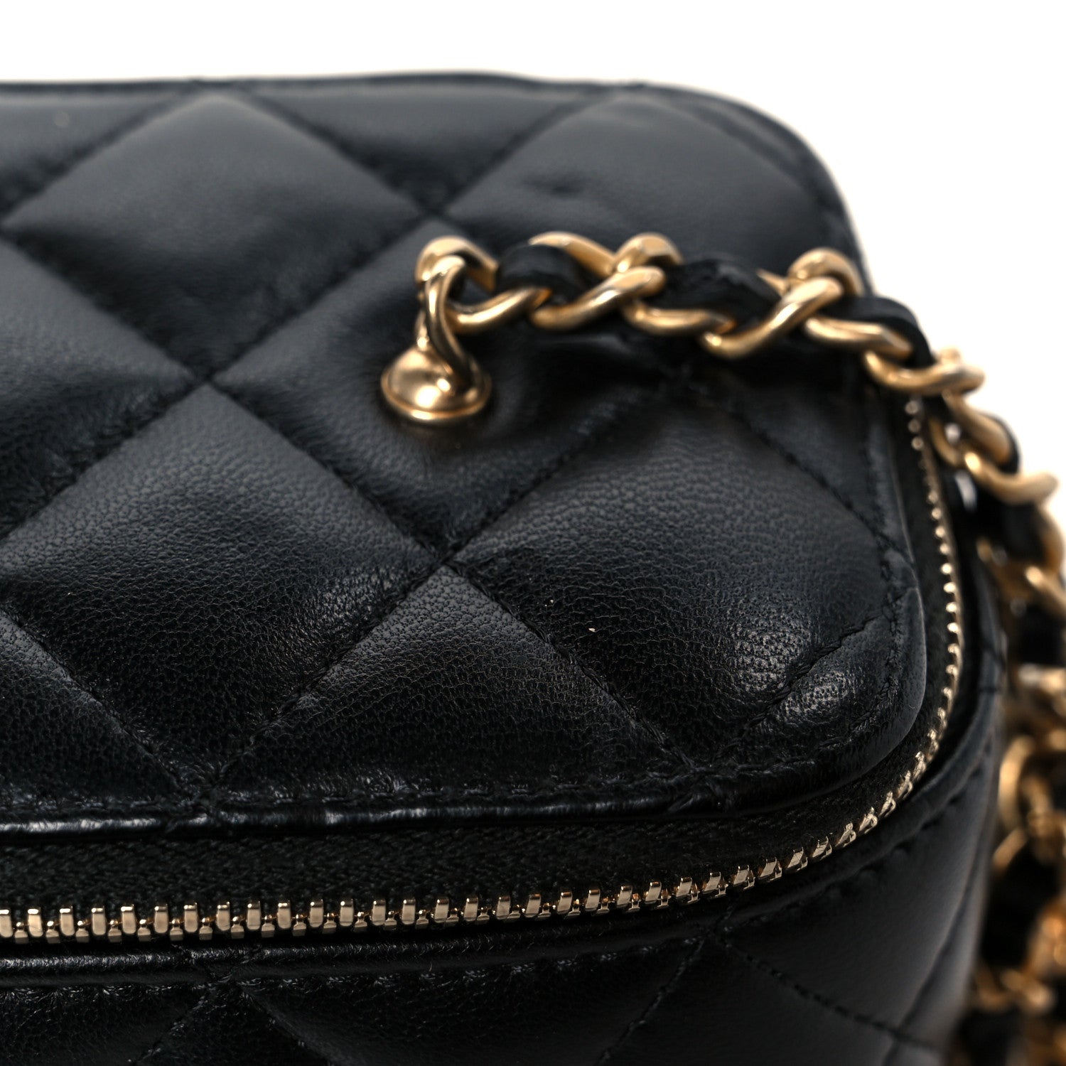 Chanel Lambskin Quilted Small Pearl Crush Vanity Case With Chain Black 12 of 12