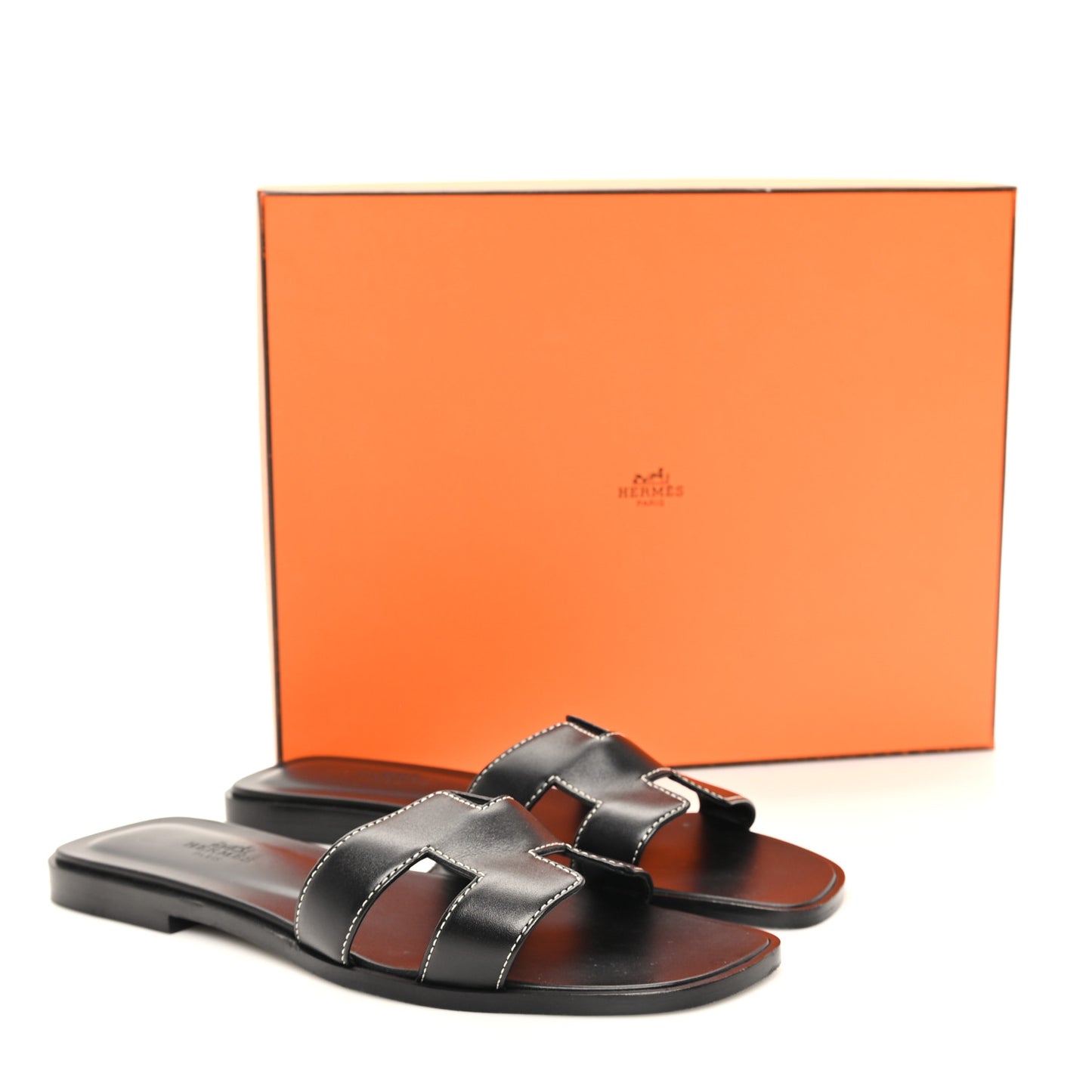 Box Calfskin Oran Sandals 36.5 Black