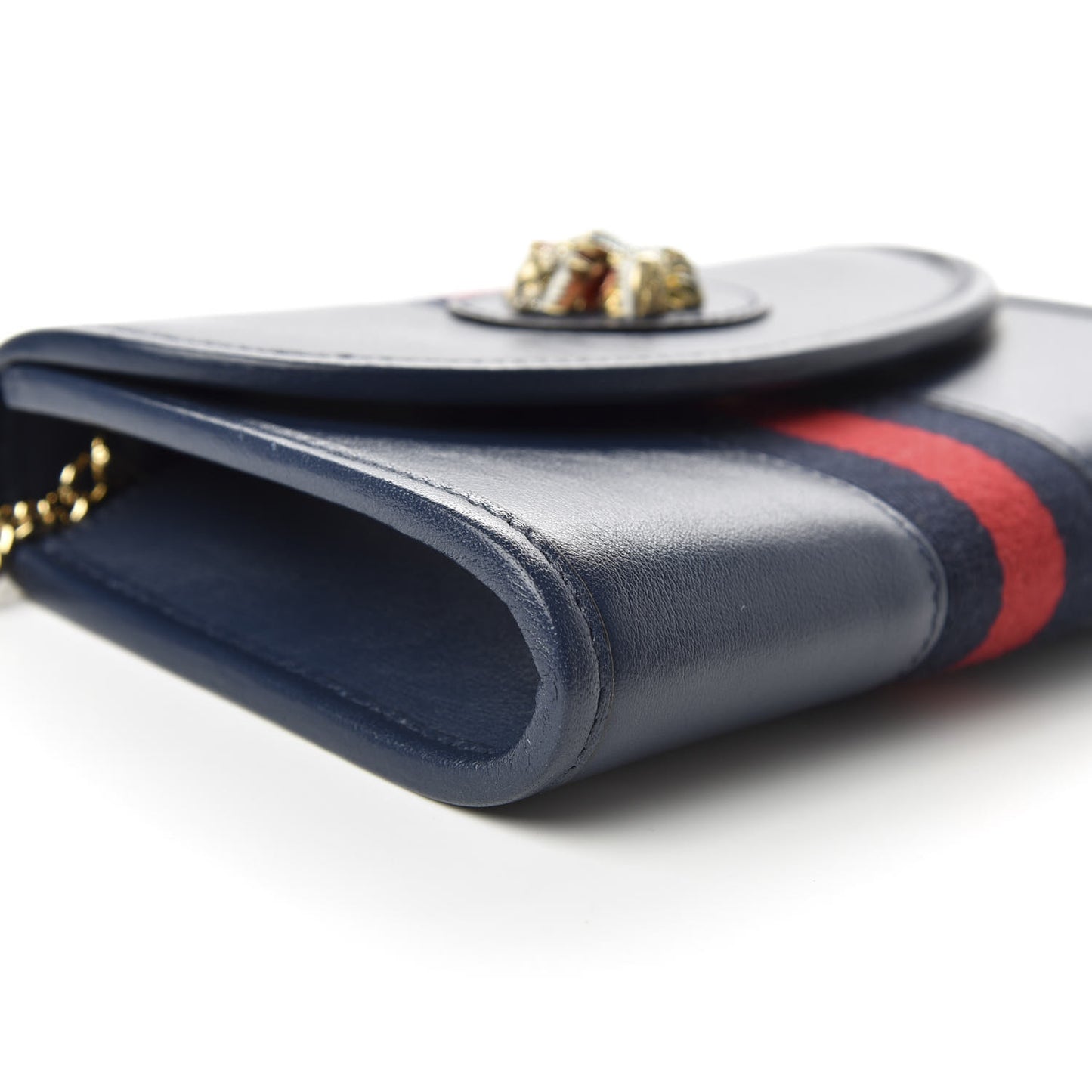 Textured Calfskin Web Mini Rajah Slim Flap Shoulder Bag Blue