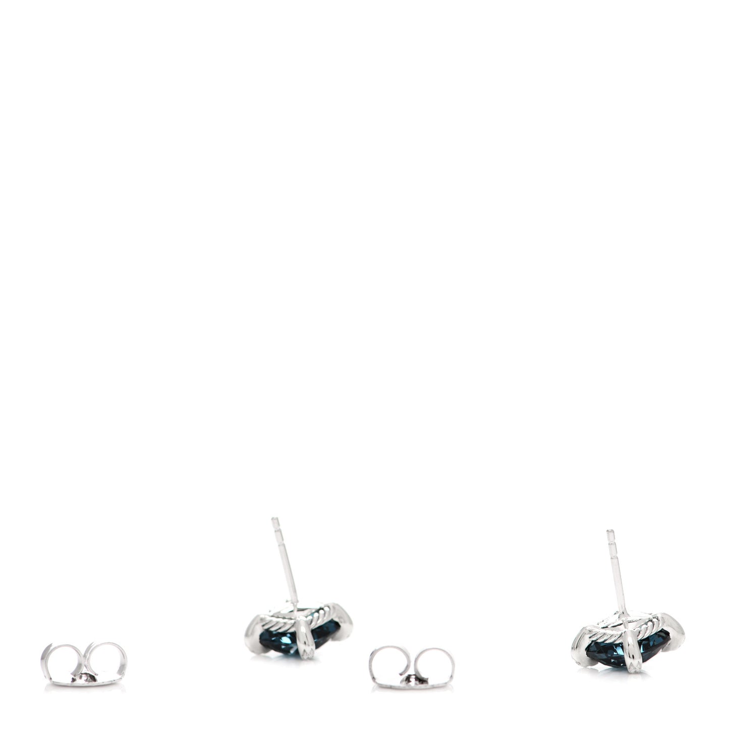 Sterling Silver Diamond Hampton Blue Topaz 9mm Chatelaine Earrings