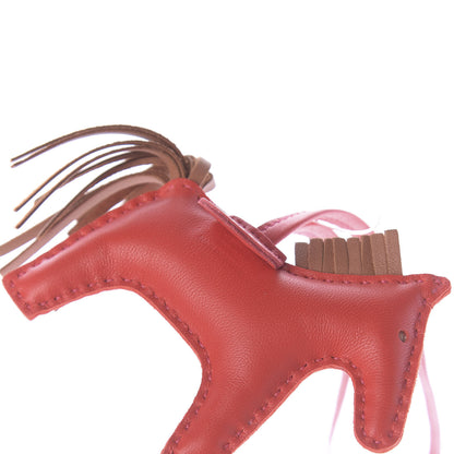 Hermes Milo Lambskin Grigri Rodeo Horse Bag Charm PM Rouge Indien Gold Bougainvillea 4 of 5