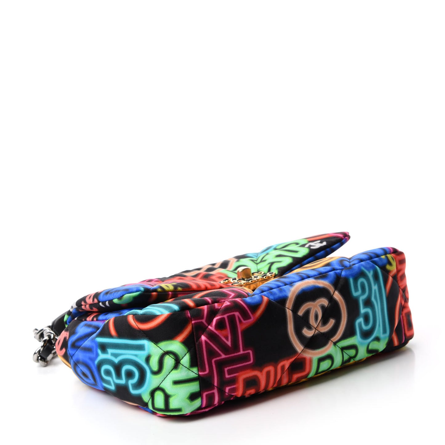 Fabric Printed Medium 19 Flap Black Multicolor