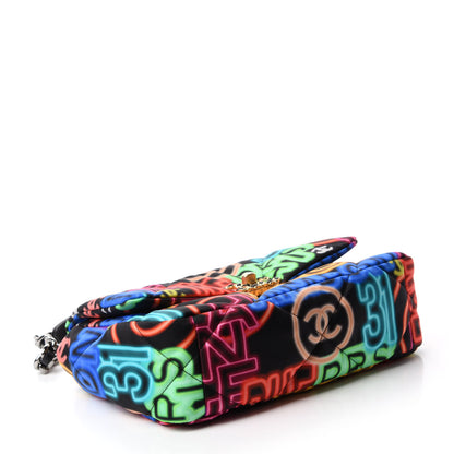 Chanel Fabric Printed Medium 19 Flap Black Multicolor 4 of 10