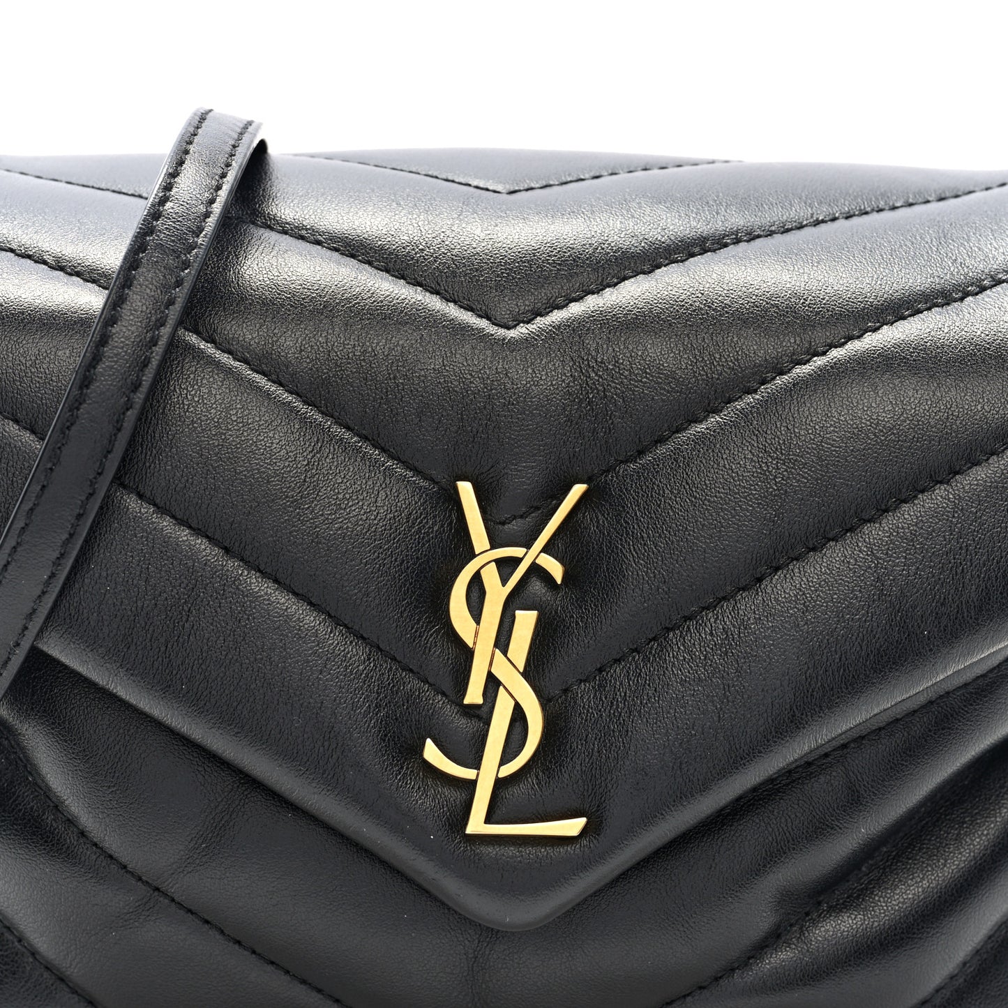 Calfskin Y Quilted Monogram Toy Loulou Crossbody Bag Black