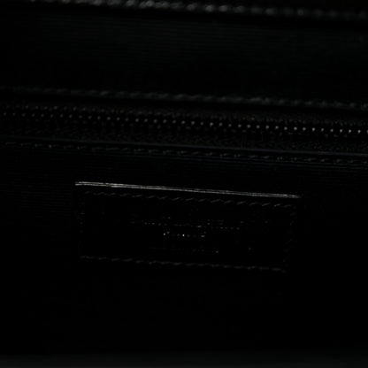 Saint Laurent Grain De Poudre Textured Mixed Matelasse Large Triquilt Monogram Monochrome Satchel Black 6 of 13