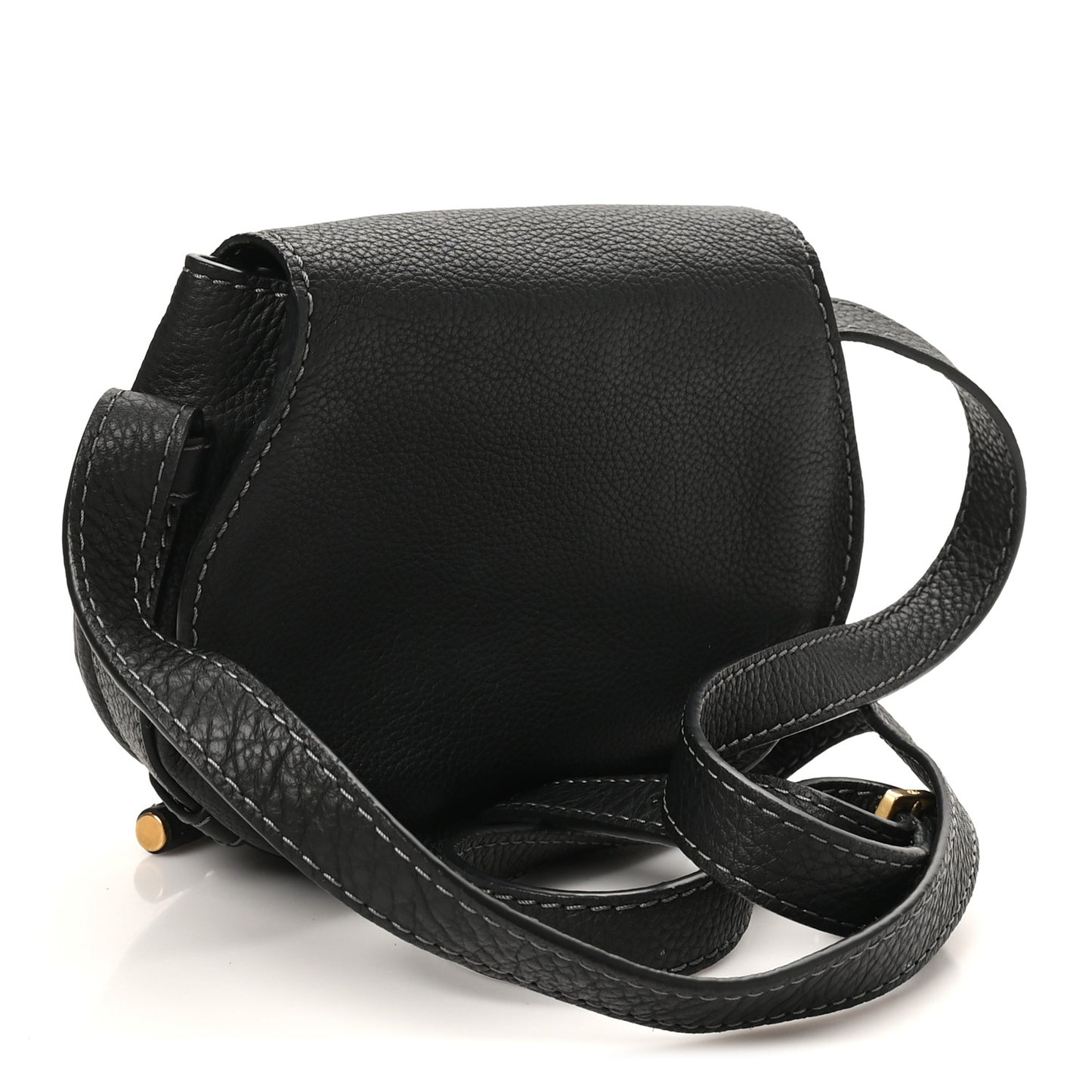 Grained Calfskin Small Marcie Saddle Bag Black