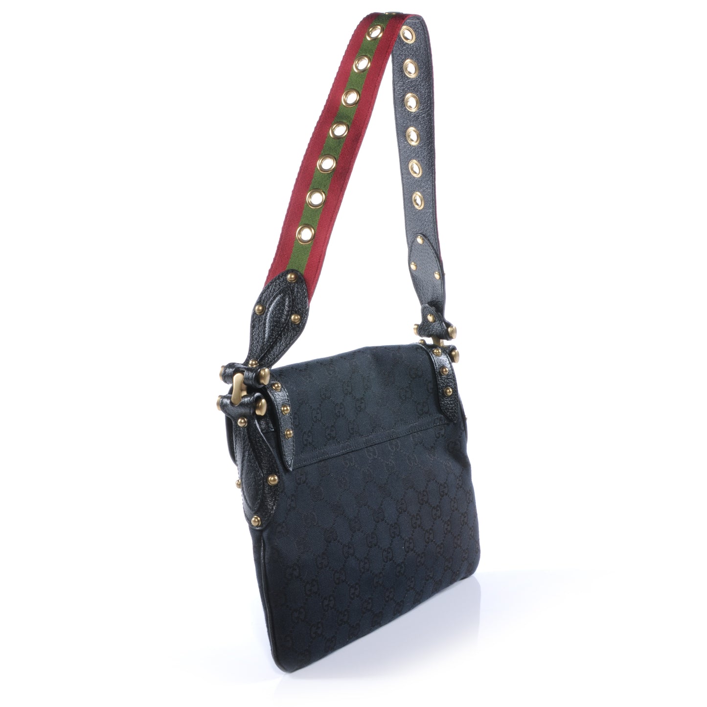 Monogram Studded Pelham Runway Flap Bag Black