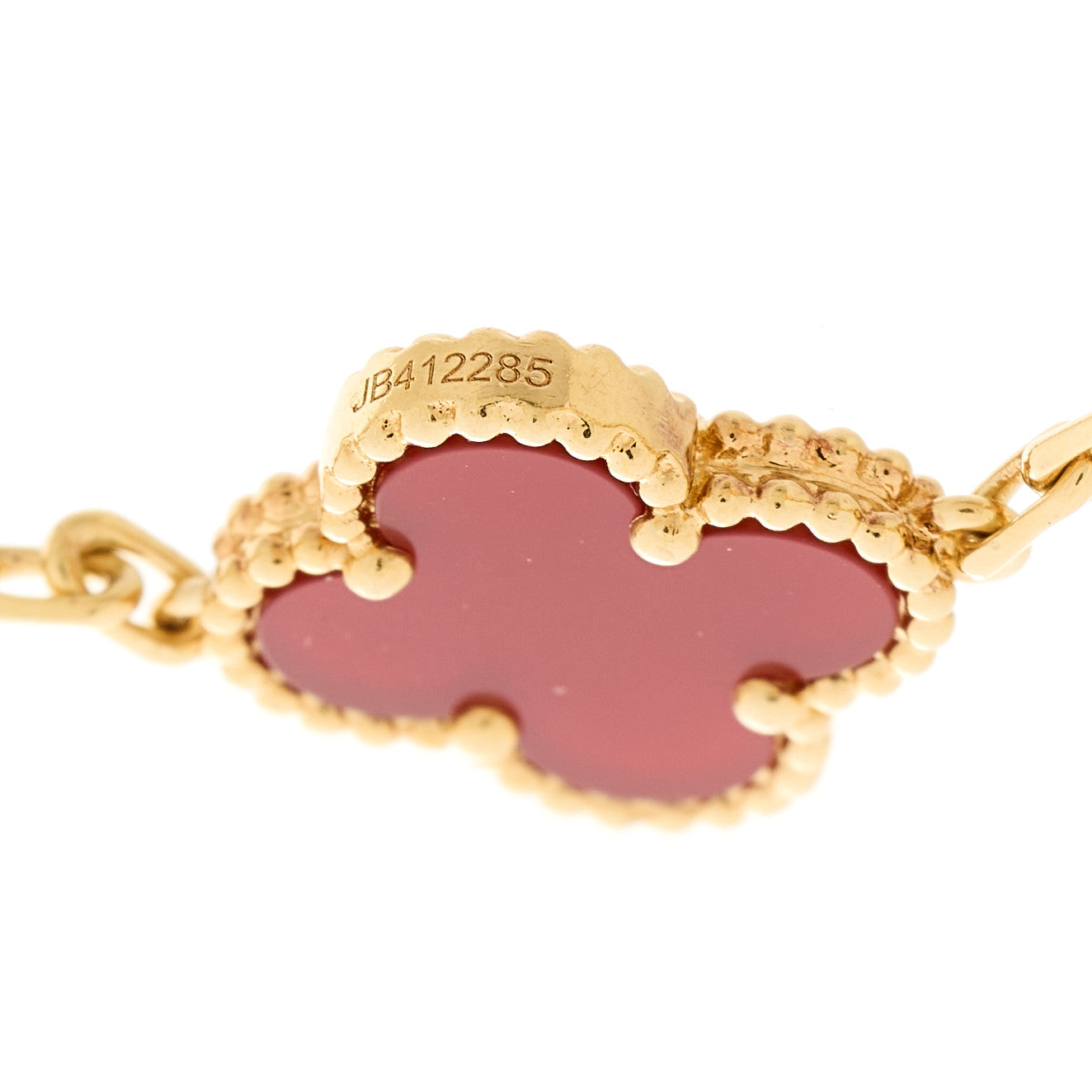 18K Yellow Gold Carnelian 5 Motifs Vintage Alhambra Bracelet