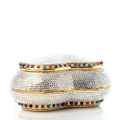 Judith Leiber Swarovski Crystal Heart Minaudiere Clutch Silver 4 of 8
