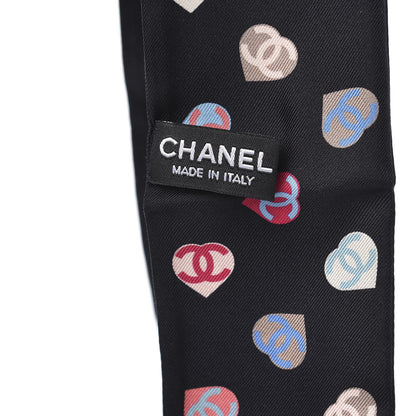 Chanel Silk Heart CC Slim Bandeau Scarf Black 3 of 3