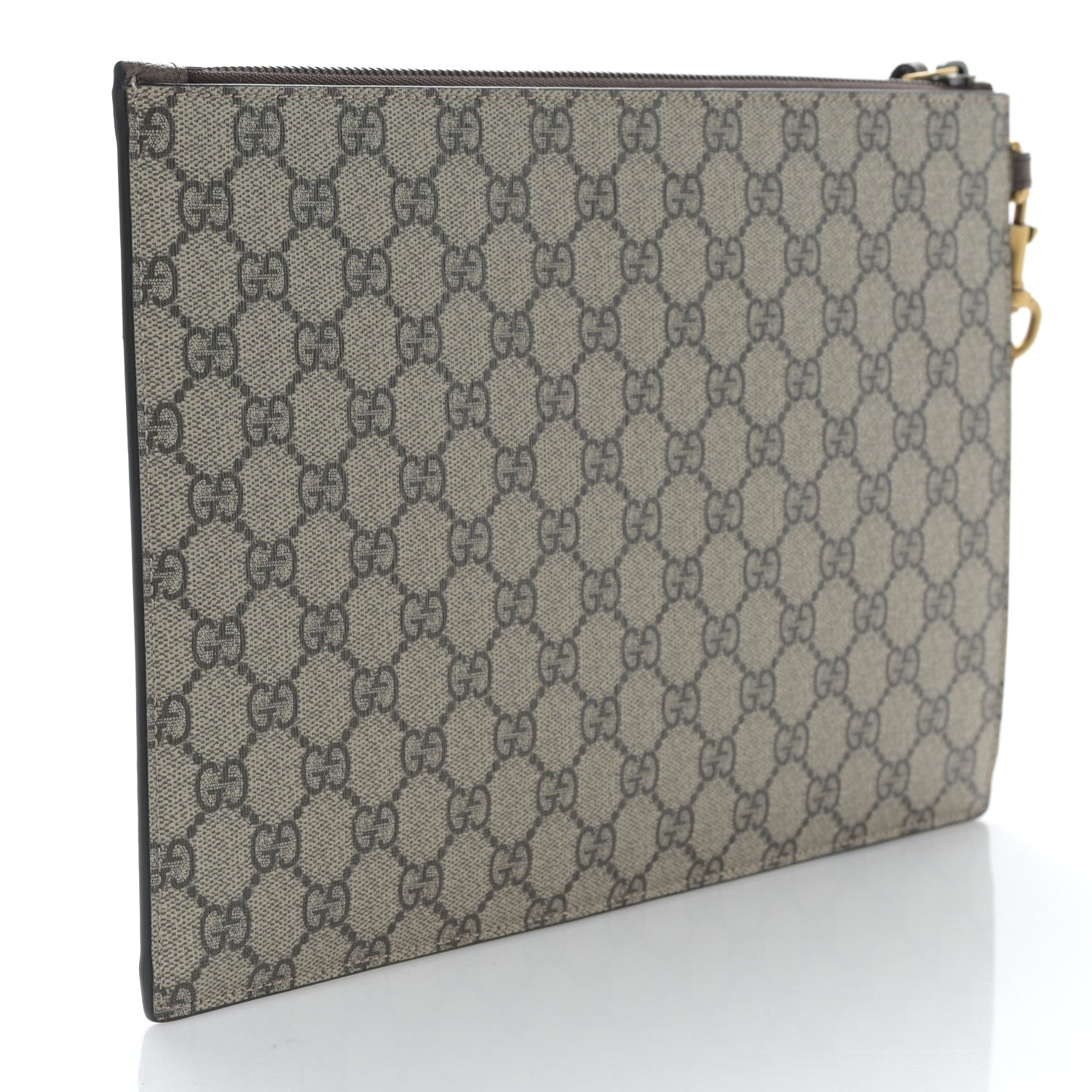 Gucci GG Supreme Monogram Neo Vintage Zip Wristlet Pouch Beige New Acero Crop 3 of 8