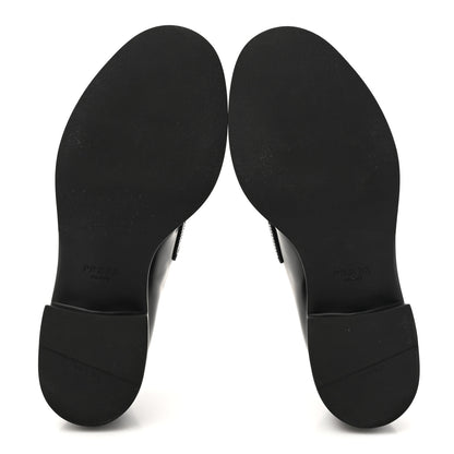Prada Spazzolato Metal Triangle Logo 50mm Loafers 38 Black 6 of 13