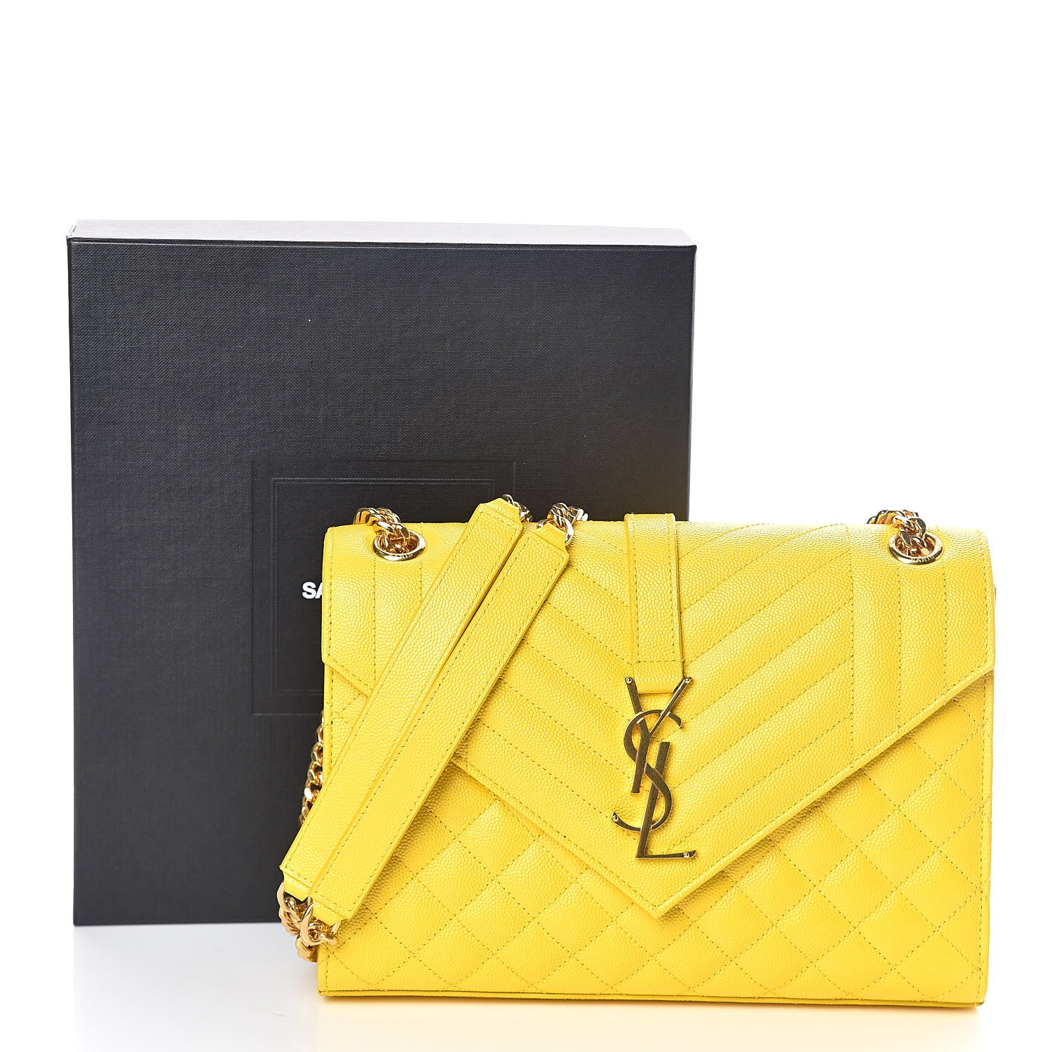 Saint Laurent Grain De Poudre Textured Mixed Matelasse Triquilt Medium Monogram Satchel Mimosa 10 of 10