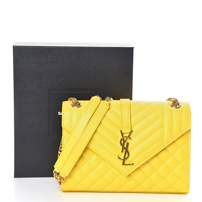 Saint Laurent Grain De Poudre Textured Mixed Matelasse Triquilt Medium Monogram Satchel Mimosa 10 of 10