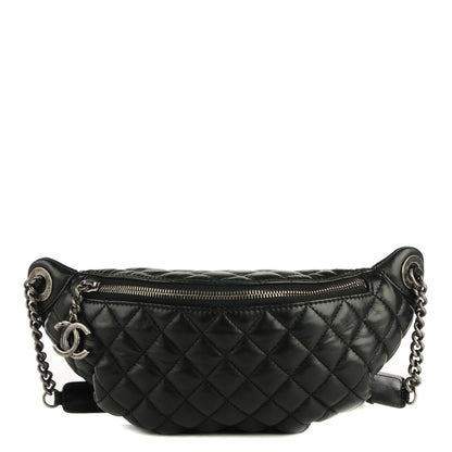 Chanel Lambskin Quilted Banane Waist Bag Fanny Pack Black 1 of 8