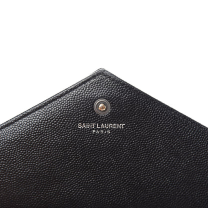 Saint Laurent Grain De Poudre Matelasse Chevron Monogram Chain Wallet Black 8 of 11