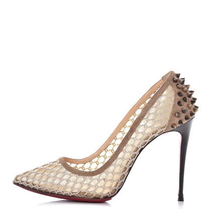 Christian Louboutin Fishnet Mesh Suede Guni 100 Spiked Pumps 39 1 of 14