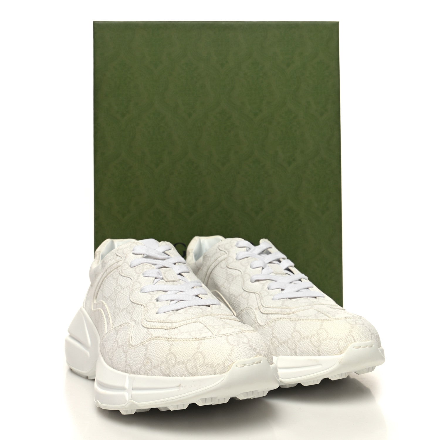 Gucci GG Supreme Monogram Mens Rhyton Sneakers 8 White 10 of 10