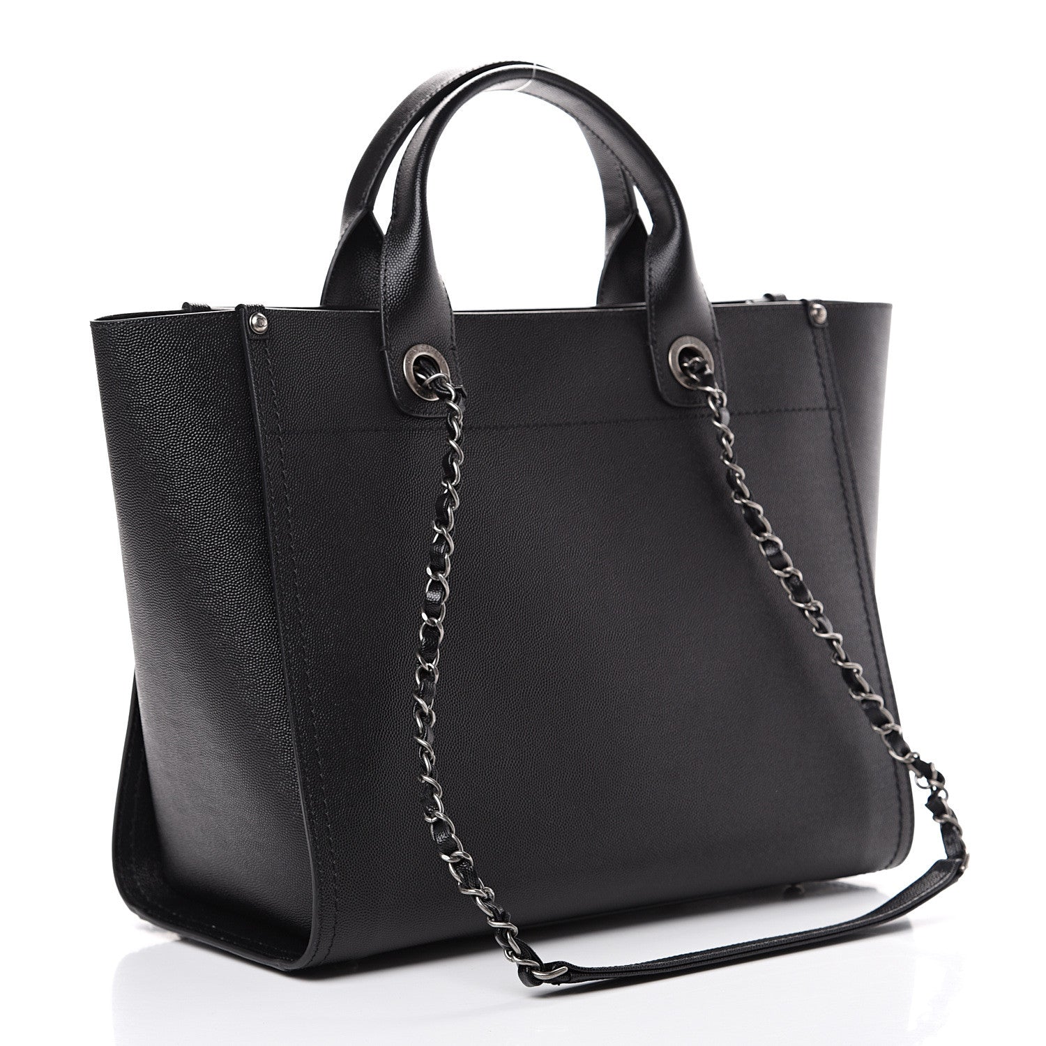 Chanel Caviar Small Studded Deauville Tote Black 2 of 9