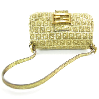 Fendi Metallic Jacquard Zucchino Suede Mini Mama Baguette Peltro Argento Sabbia 5 of 8