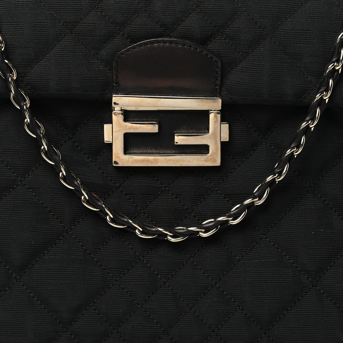 Zucca Quilted Maxi Baguette Shoulder Bag Black