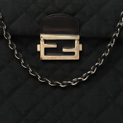 Fendi Zucca Quilted Maxi Baguette Shoulder Bag Black 8 of 11