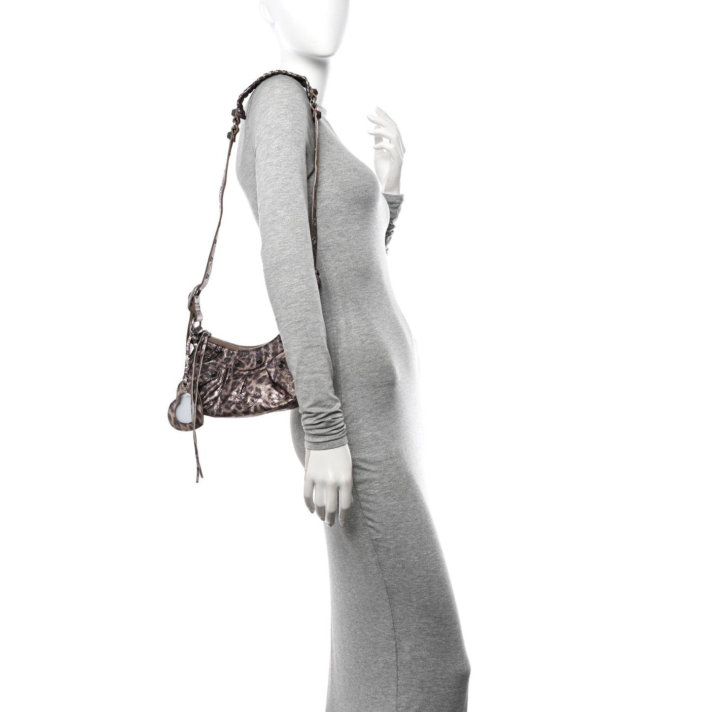 Metallic Agneau Arena Leopard Le Cagole Shoulder Bag XS Brown